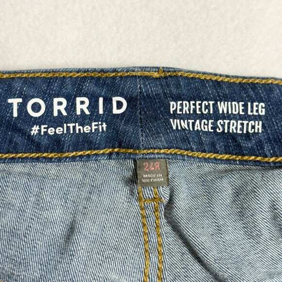 Torrid Women Perfect Wide Leg Vintage High Rise Stretch Blue Denim Jeans Sz 24R - Picture 5 of 10